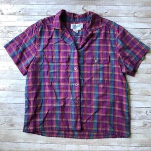 JOSEPHINE Vintage Bright Plaid Button-Up Shirt